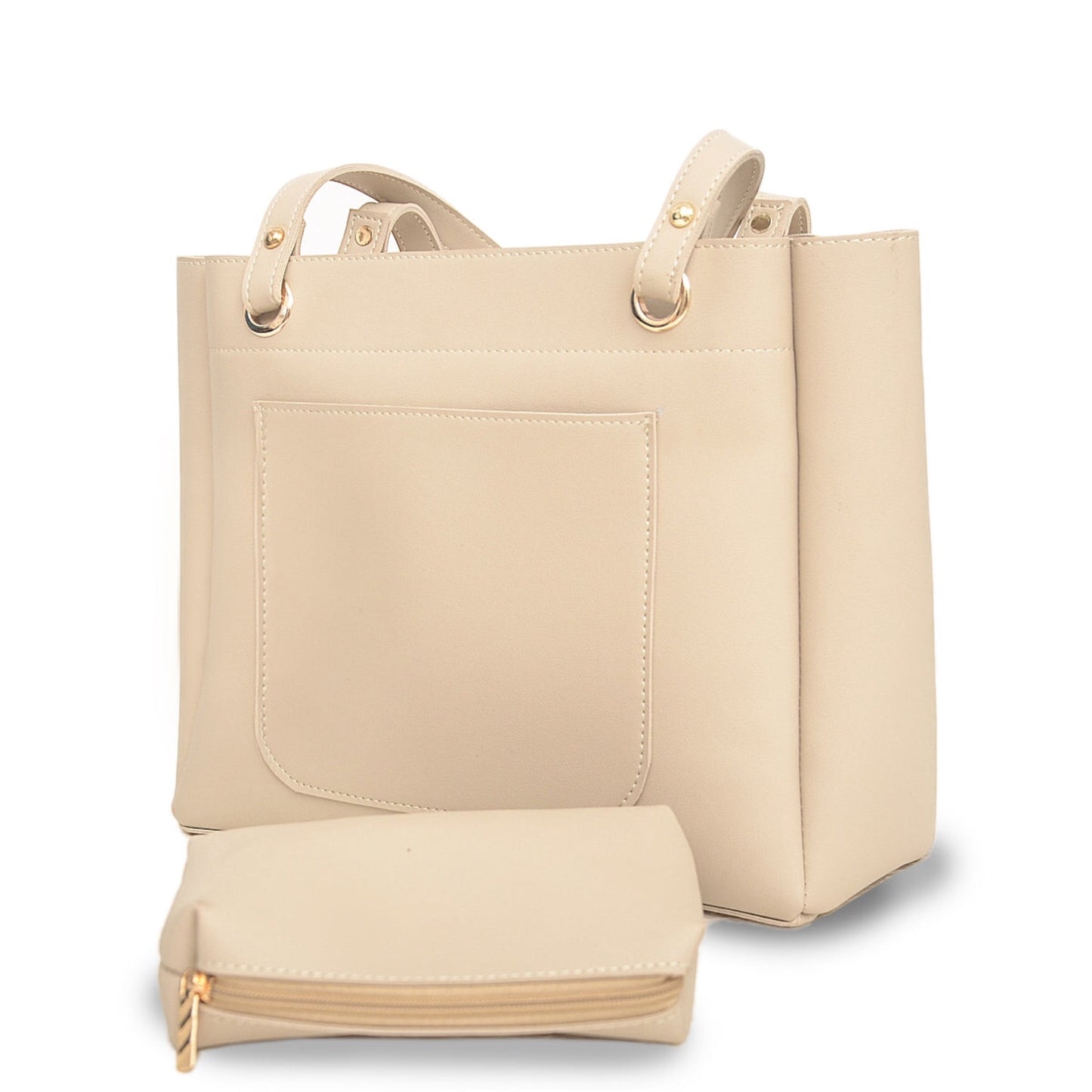 Beige Tote Bag with Pouch