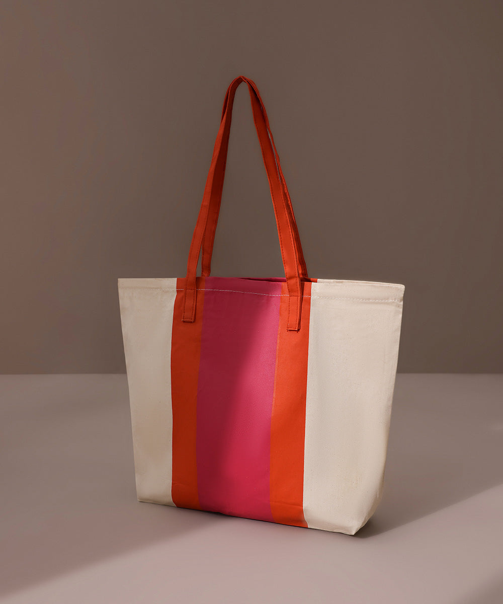Striped Canvas Tote Bag Minor Fault