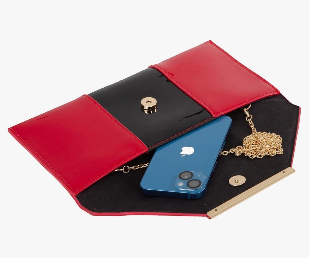 Red & Black Patent Clutch