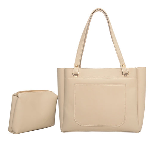Beige Tote Bag with Pouch
