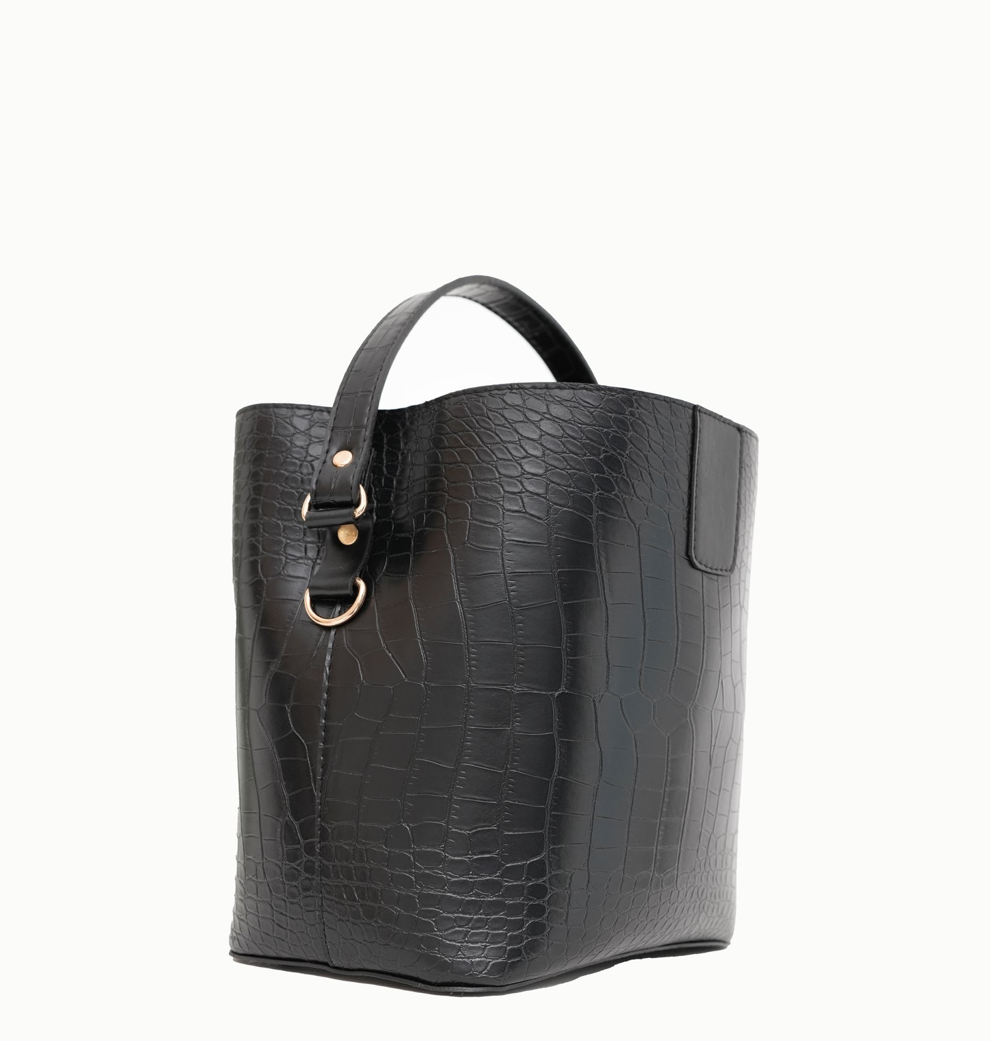 Crimson Croc-Embossed Bucket Bag