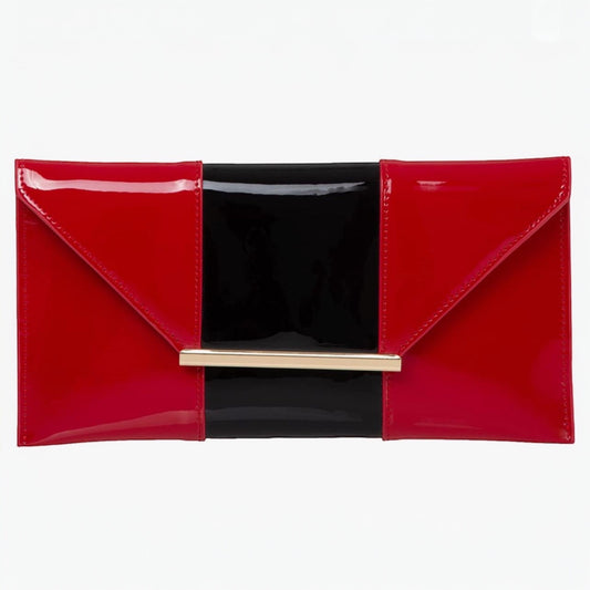 Red & Black Patent Clutch