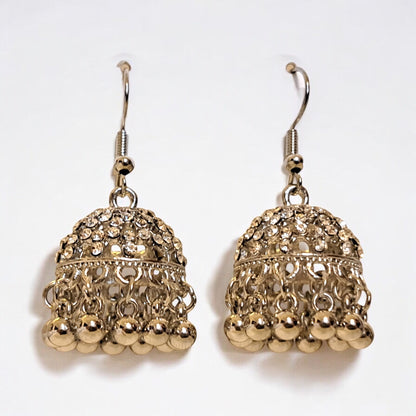 Elegant Silver Toned Jhumka Earrings