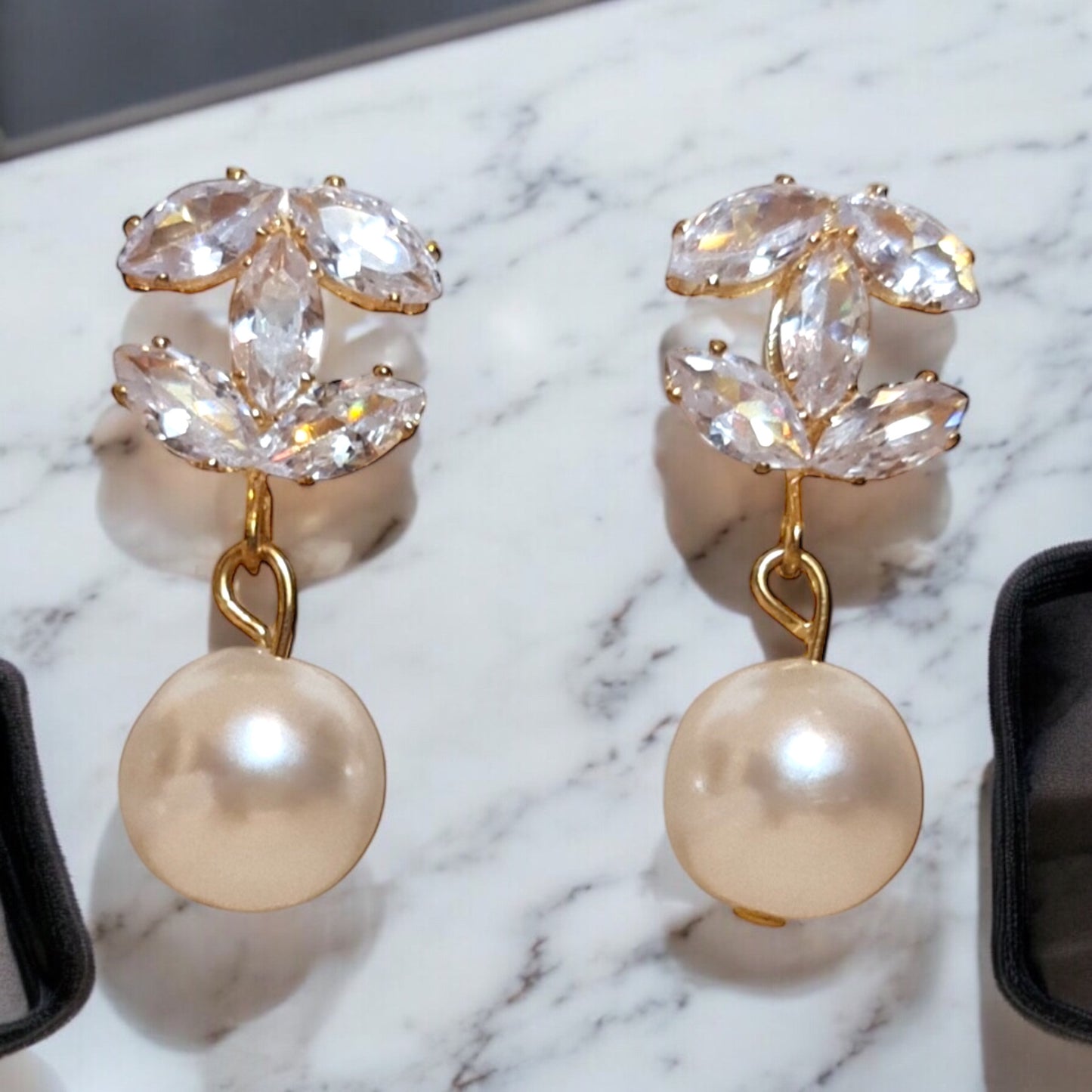 Crystal and Pearl Drop Earrings