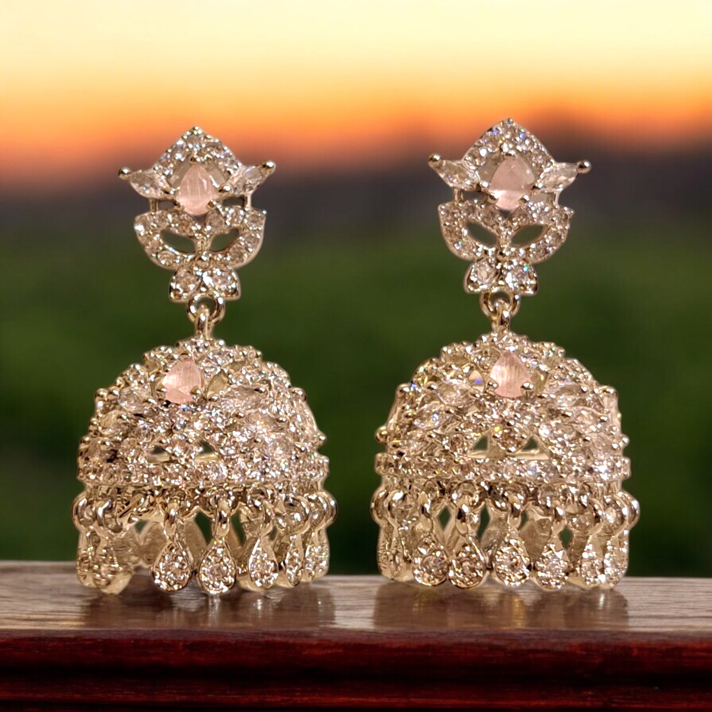 Crystal Studded Statement Jhumkas