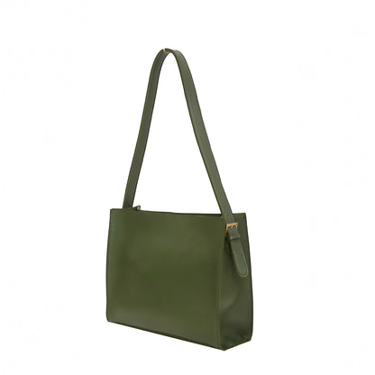 Minimalist Olive Green Tote with Matching Pouch