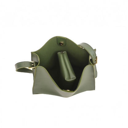 Minimalist Olive Green Tote with Matching Pouch