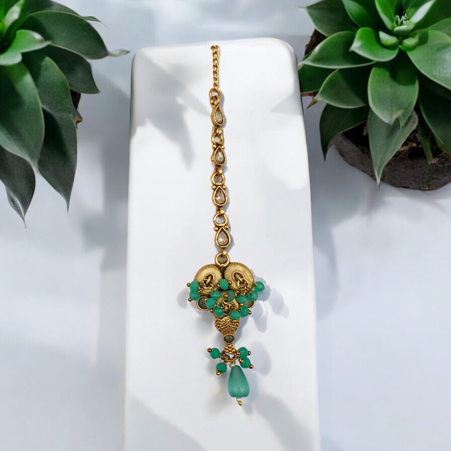 Green Stone Gold plated Jewellery Set