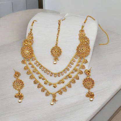 Regal Floral Gold plated Bridal Set