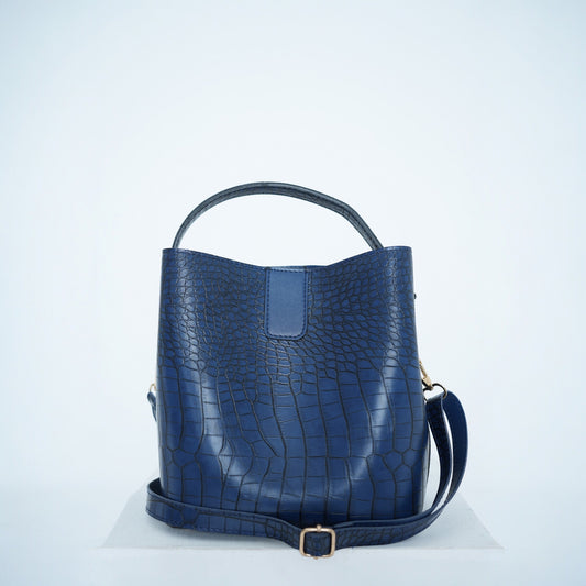 Crimson Croc-Embossed Bucket Bag