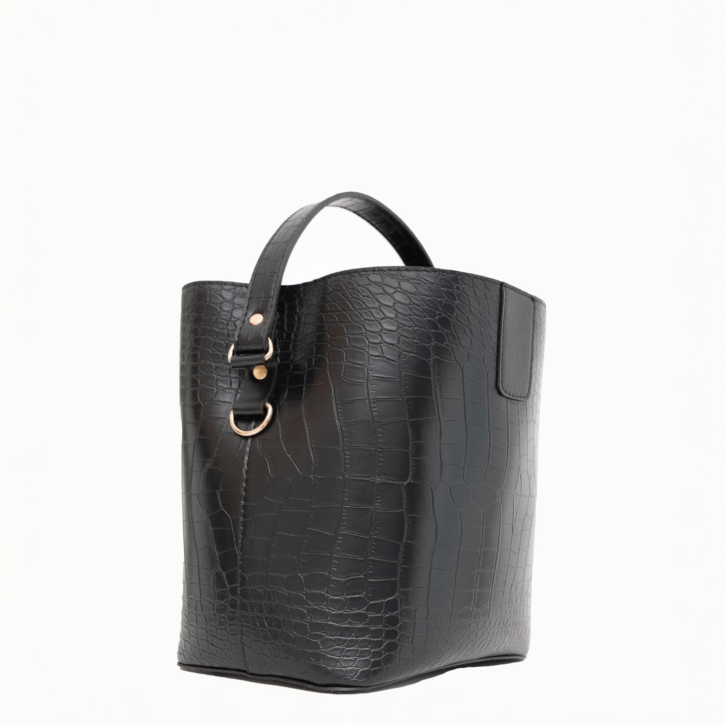 Crimson Croc-Embossed Bucket Bag