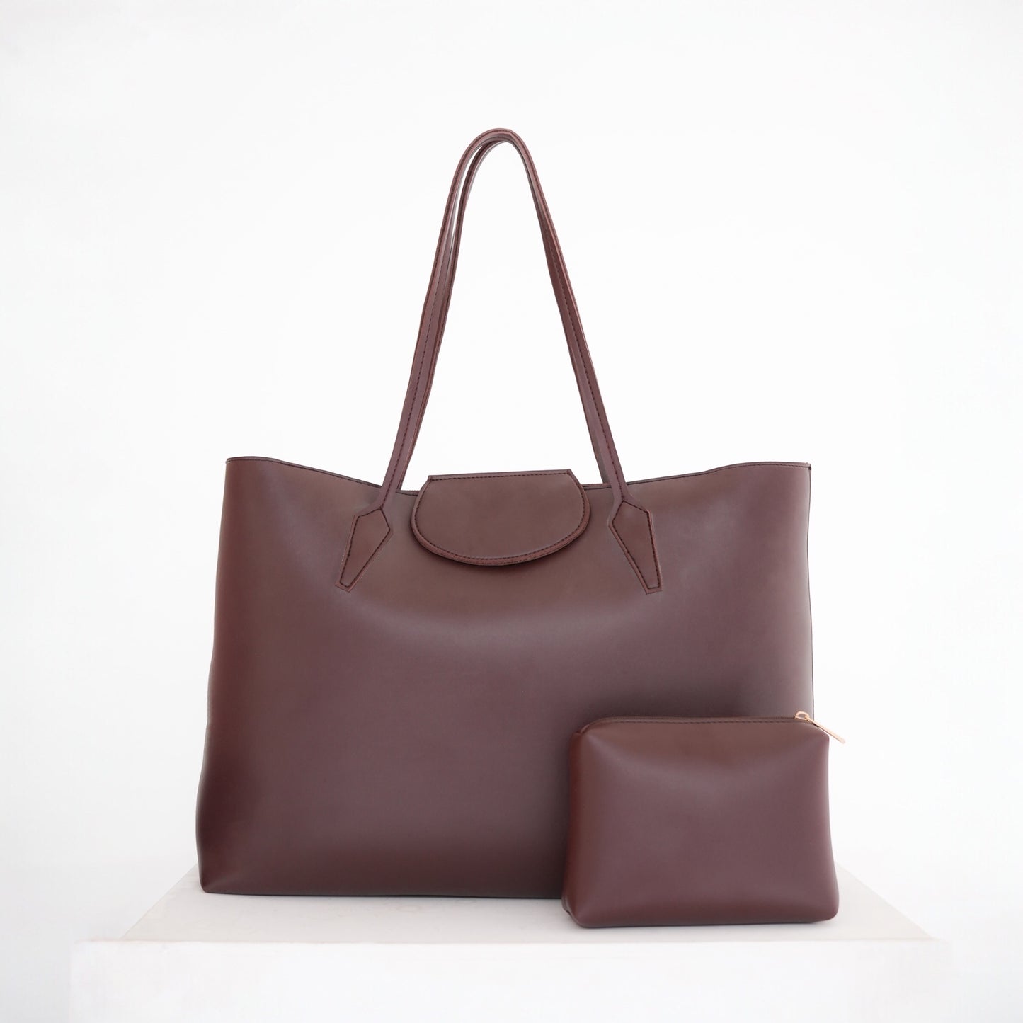 Classic Black Tote Bag with Matching Pouch