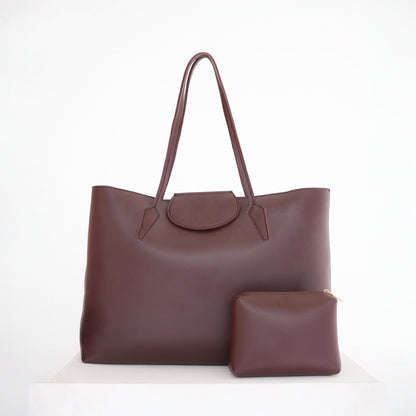 Classic Black Tote Bag with Matching Pouch
